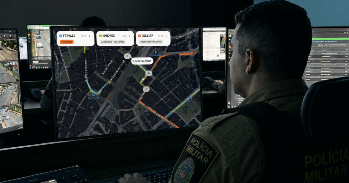 Startup utiliza inteligência artificial e integra câmeras e dados para combater crimes e resolver casos.